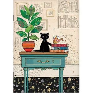 CUADERNO NOTAS GRAPADO A6 BUG ART GATO MUEBLE