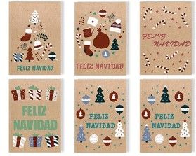 TARJETA FELICITACION NAVIDAD KRAFT CON BRILLANTINA