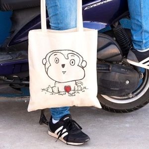 BOLSA DE TELA MONITO CORAZÓN