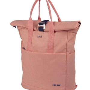 MOCHILA CON CIERRE SUPERIOR ENROLLABLE ROSA