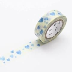 WASHI TAPE MT DECO HEART STAMP BLUE