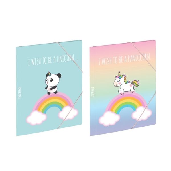 CARPETA A4 GOMAS Y SOLAPA UNICORNIO Y PANDA SURTIDAS