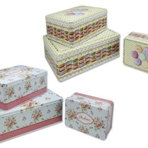 SET 3 CAJAS METALICAS VINTAGE RECTANGULAR DECORADA