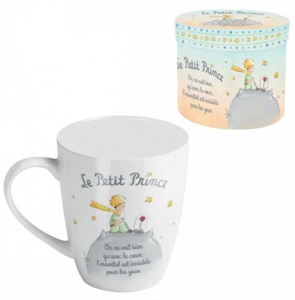 TAZA EL PRINCIPITO BLANCA DIBUJO DE PLANETA CON CAJA REGALO