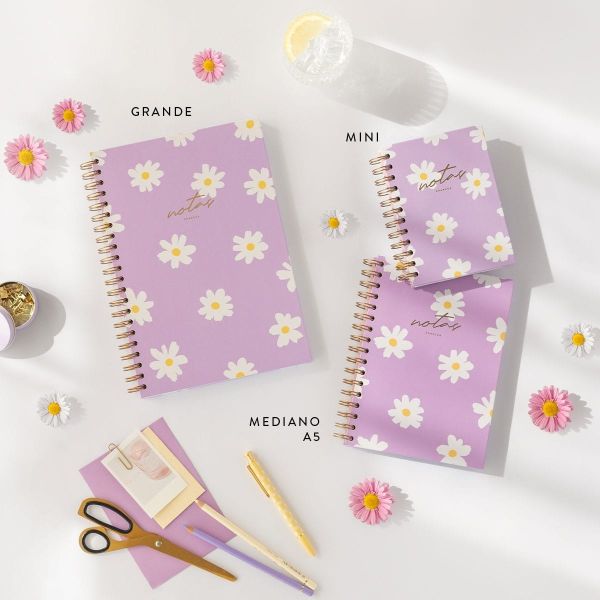 CUADERNO L. FLORAL LILA. PUNTOS