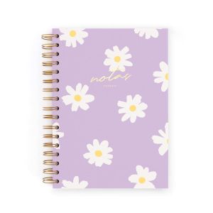 CUADERNO A5. FLORAL LILA. PUNTOS.