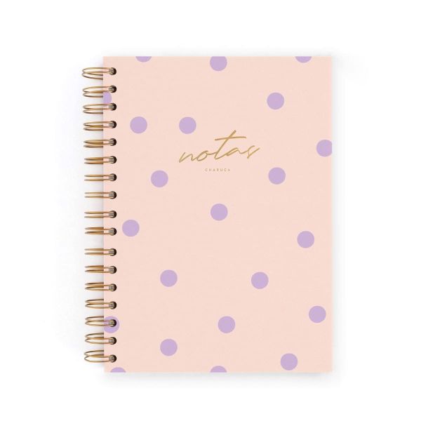 CUADERNO A5 TOPOS PINK & LILA PUNTOS