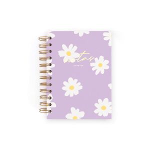 CUADERNO MINI. FLORAL LILA. PUNTOS