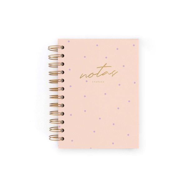 CUADERNO MINI. TOPOS PINK & LILA. PUNTOS