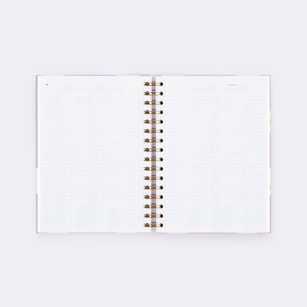 CUADERNO A5. FLORAL LILA. PUNTOS.