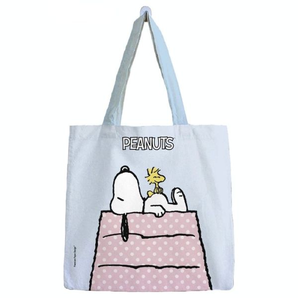 BOLSA ALGODON SNOOPY PEQUEÑA PASTEL CASITA