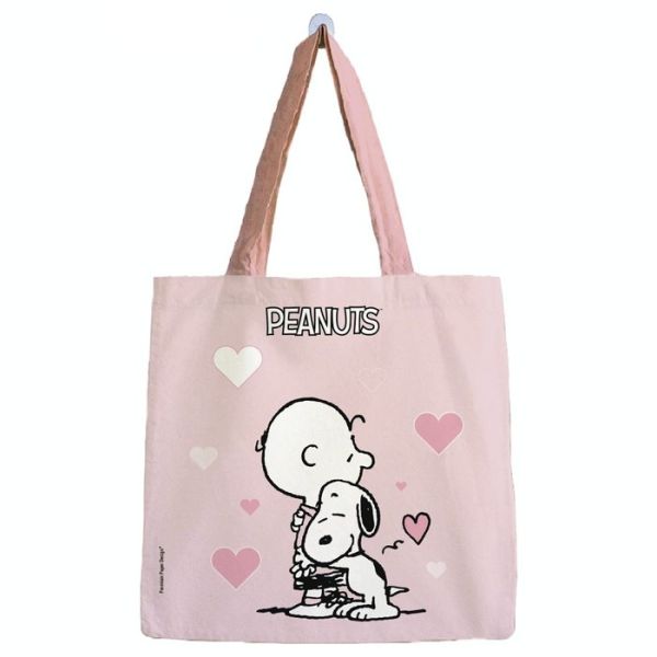 BOLSA ALGODON SNOOPY PEQUEÑA PASTEL ABRAZO