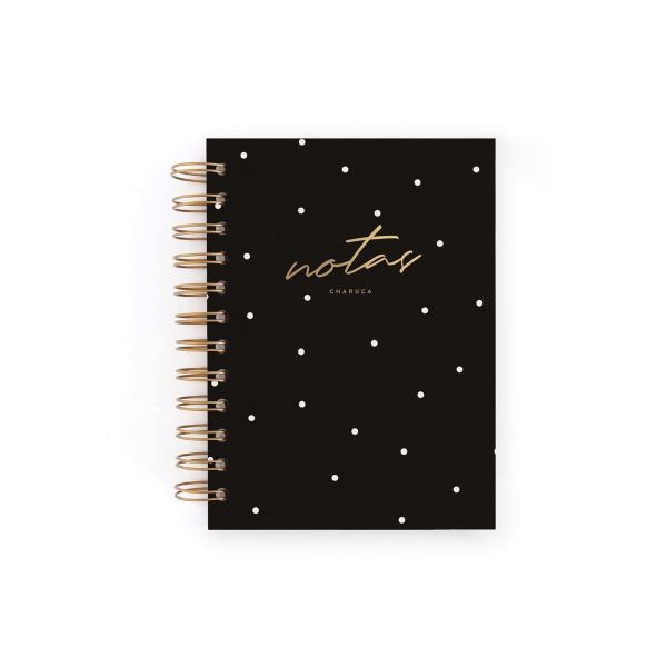 CUADERNO MINI NEGRO. PUNTOS