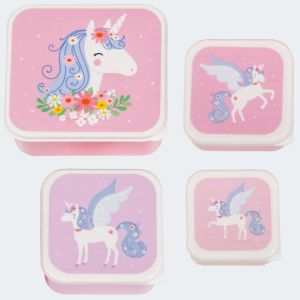 SET 4 CAJAS ALMUERZO UNICORNIO