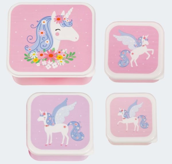 SET 4 CAJAS ALMUERZO UNICORNIO