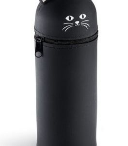 ESTUCHE SILICONA CINLINDRICO GATO NEGRO