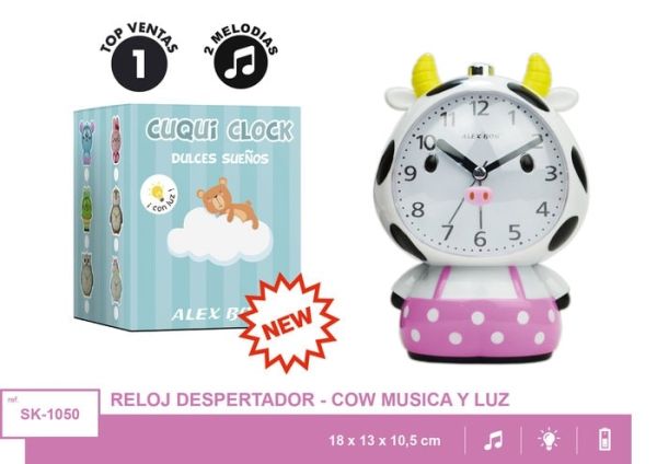 RELOJ DESPERTADOR CON MUSICA VACA