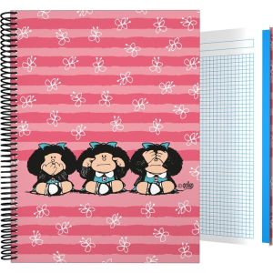 CUADERNO FORRADO A4 CUADROS MAFALDA SABIDURIA