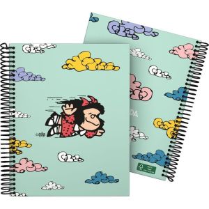 CUADERNO A5 CUADROS MAFALDA VOLANDO