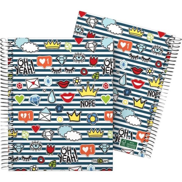 CUADERNO FORRADO A5 CUADROS STICKER 22 CROWN