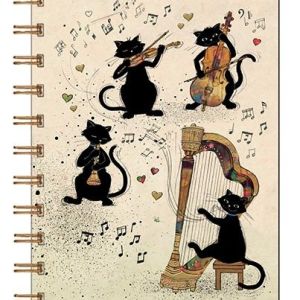 CUADERNO NOTAS ESPIRAL BUG ART GATO MUSICA