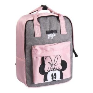 MOCHILA CASUAL CON ASAS MINNIE ROSA Y GRIS