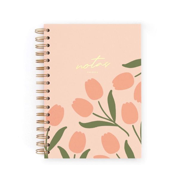 CUADERNO A5 TULIPANES PINK PUNTOS