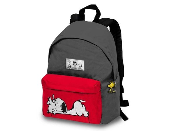 MOCHILA ESCOLAR CON BOLSILLO PEANUTS SNOOPY