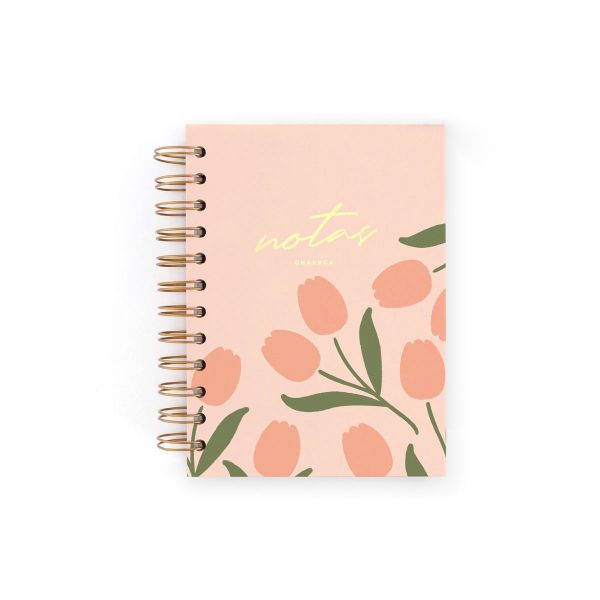 CUADERNO MINI TULIPANES PINK PUNTOS