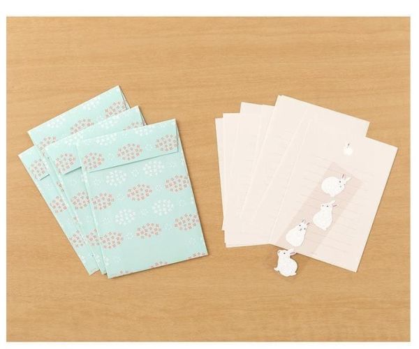 SET CARTAS CON PEGATINAS CONEJO