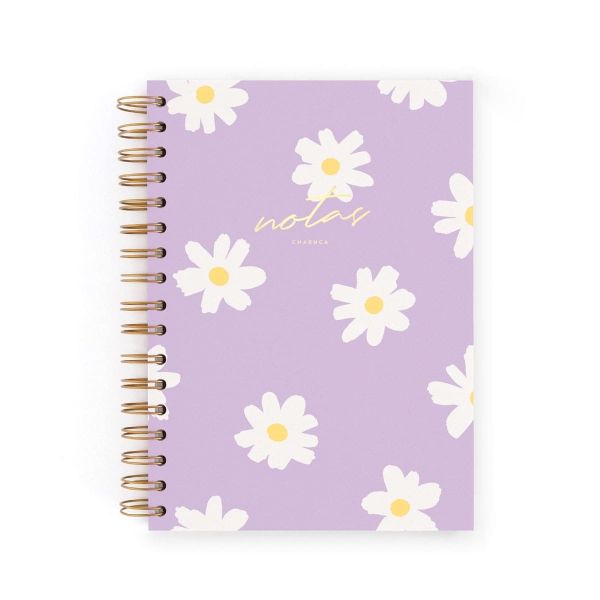 CUADERNO A5 FLORAL LILA. PUNTOS