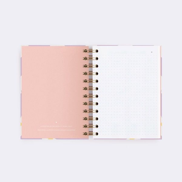 CUADERNO MINI. FLORAL LILA. PUNTOS