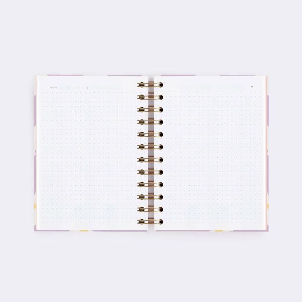 CUADERNO MINI. FLORAL LILA. PUNTOS