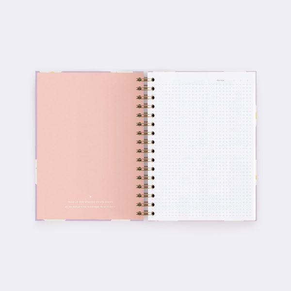 CUADERNO A5 FLORAL LILA. PUNTOS