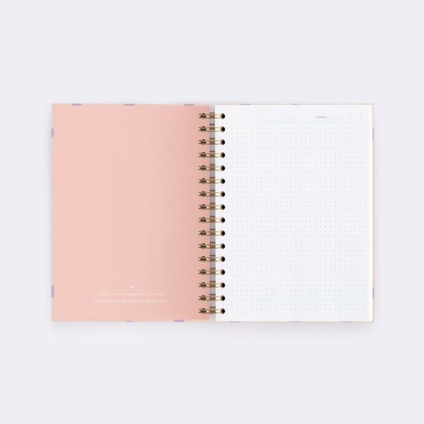 CUADERNO A5 TOPOS PINK & LILA. PUNTOS