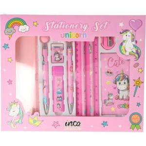 SET 9 PIEZAS PAPELERIA UNICORNIO