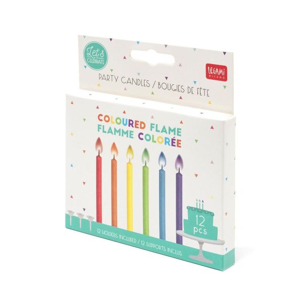 SET 12 VELAS LLAMA COLORES