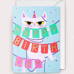 FELICITACION BIRTHDAY BANNER CAT