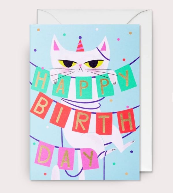 FELICITACION BIRTHDAY BANNER CAT