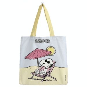 BOLSA ALGODÓN SNOOPY MEDIANA PASTEL PLAYA