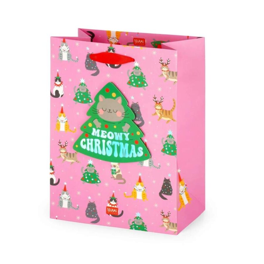 Bolsa Regalo M Navidad Gatos