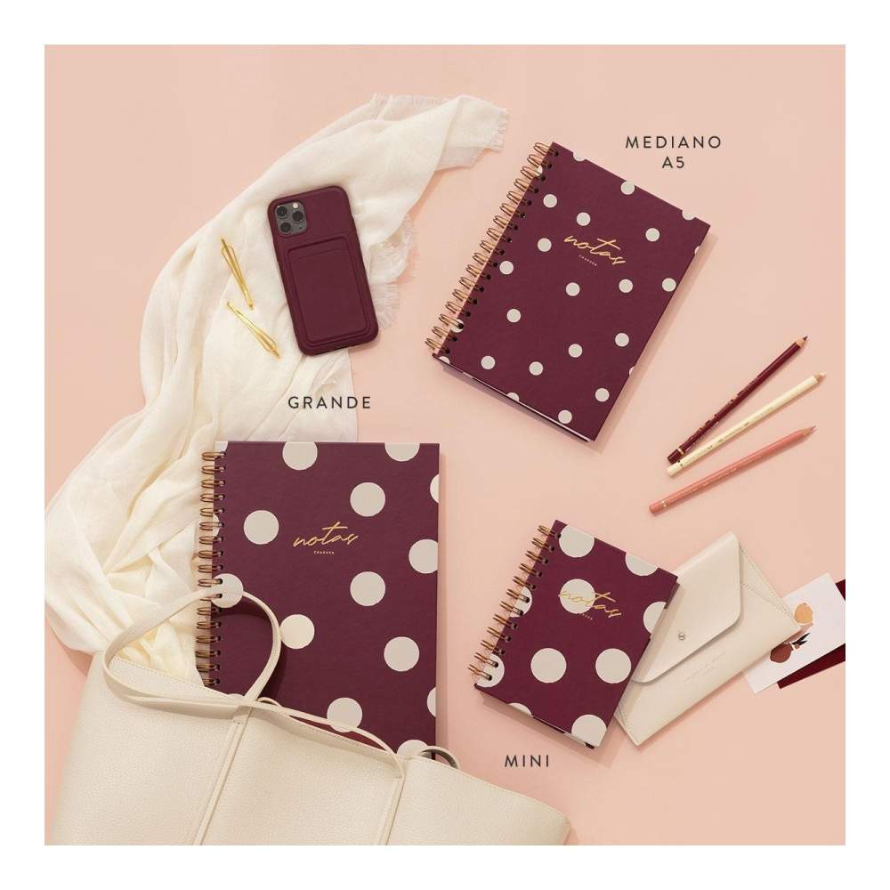 Cuaderno A5 Mediano Cherry Puntos