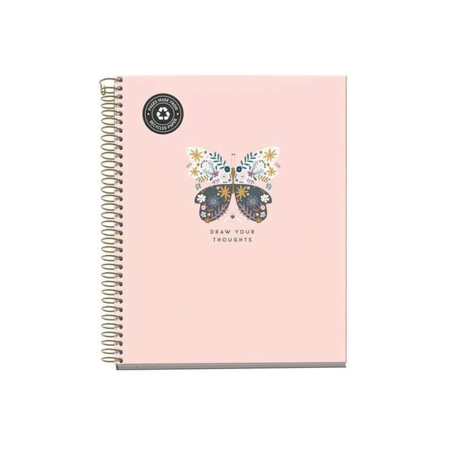Cuaderno Anillas Rosa Butterfly