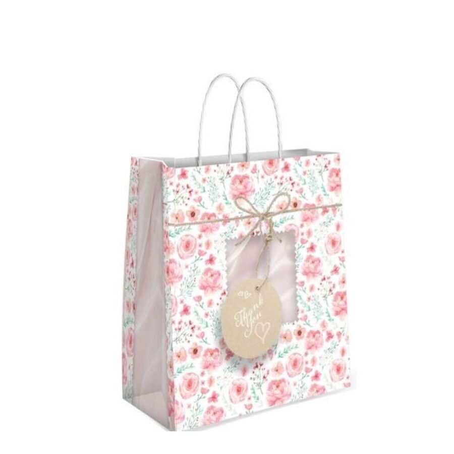 Bolsa Papel Regalo De Rosas 24x10x37