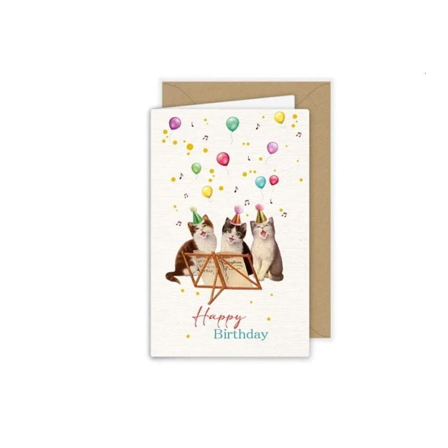 Tarjeta Con Sobre Birthday Gatos