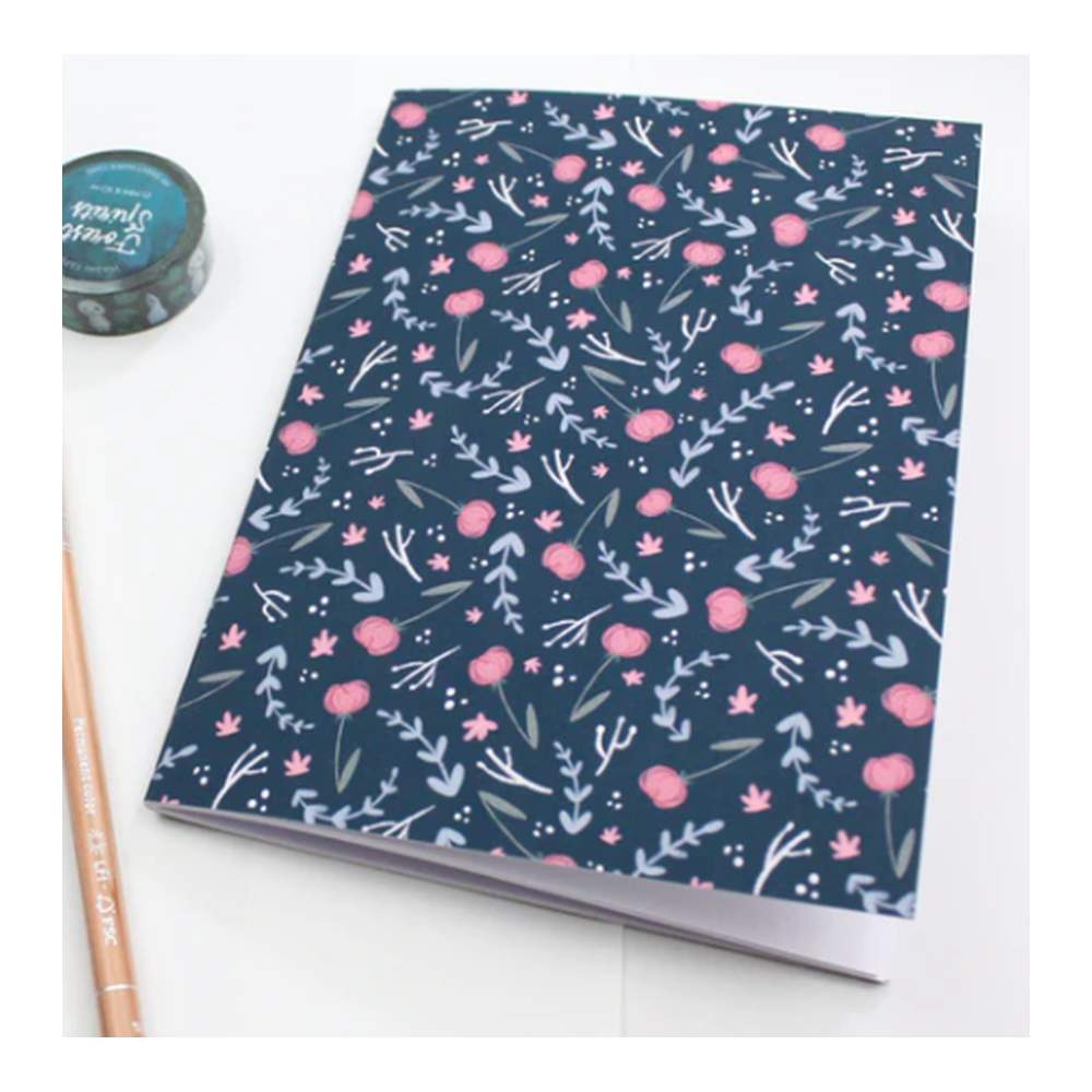 Cuaderno A5 Blue Flower - Hoja Blanca