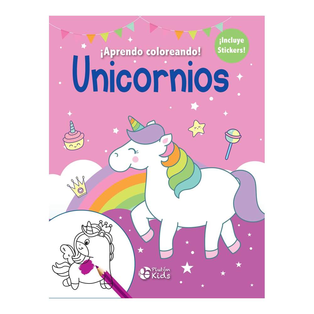 Libro De Colorear Con Stickers Unicornios