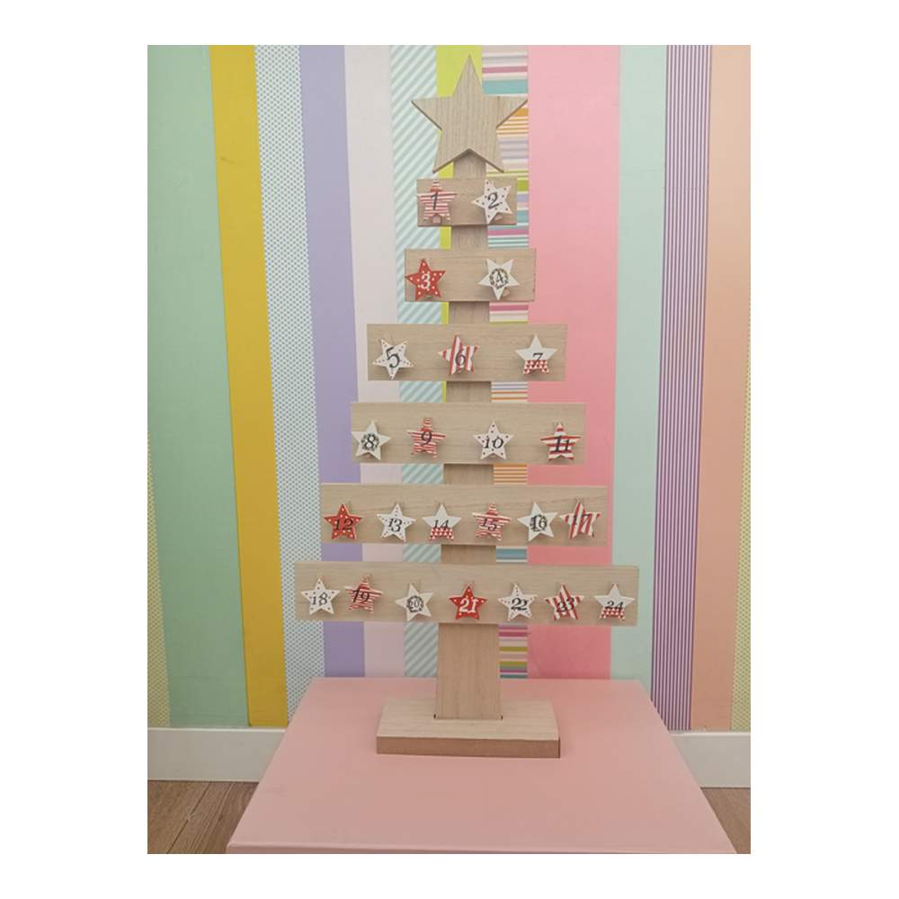 Calendario Adviento Árbol Madera