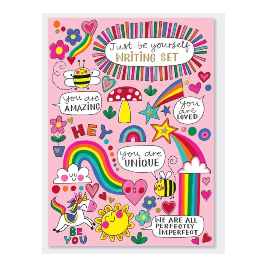 Set De Escritura Unicornios Arcoíris Y Abejas