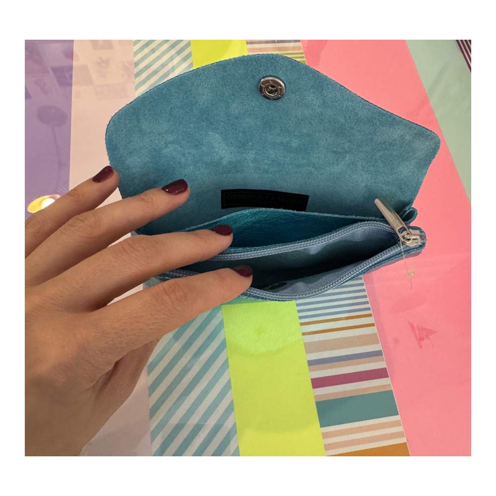 Monedero De Piel Metalizada Grande Fucsia